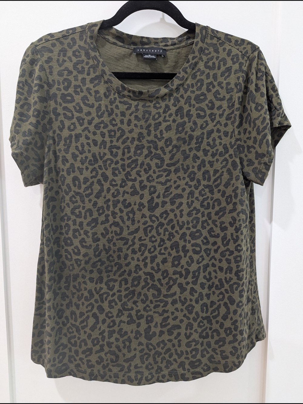 Sanctuary Olive Green Leopard-Print Crew Tee